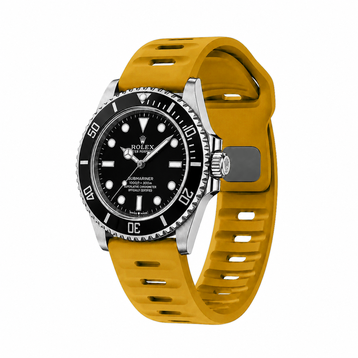 Mustard Yellow Active FKM Rubber Watch Band