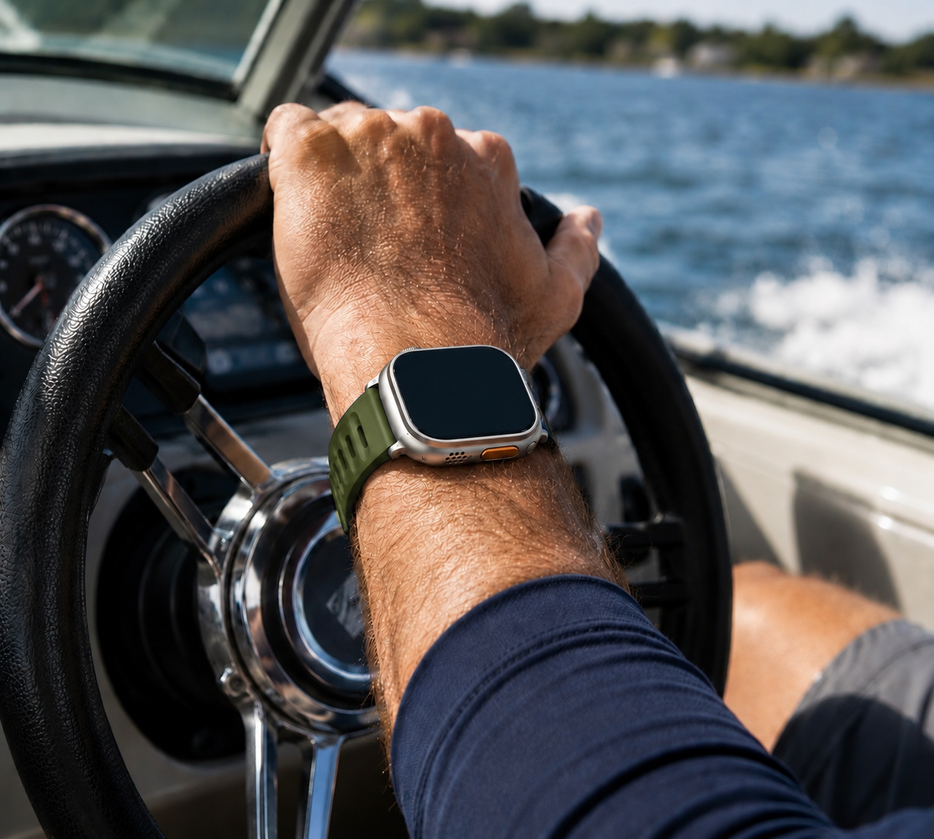 Apple Watch Active FKM Rubber Army Green Watch Band
