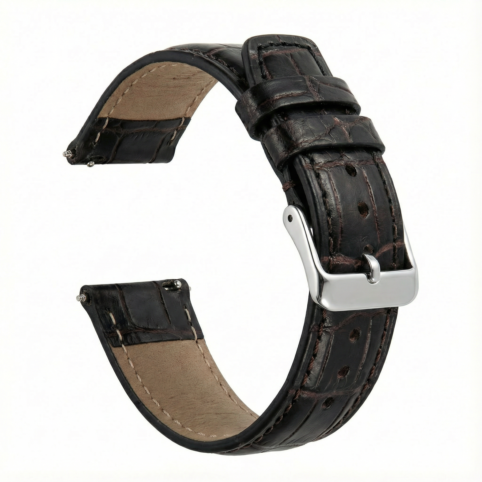 Genuine Alligator Black Leather Watch Band, Made in USA