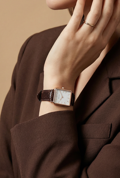 Genuine Snakeskin Brown Leather Watch Band, Crafted in the USA (Women's)