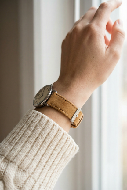 Gingerbread Brown Leather Quick Release Watch Band (Women's)