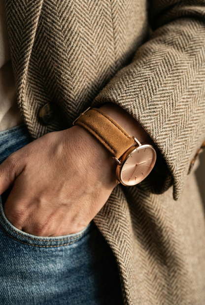 Gingerbread Brown Leather Quick Release Watch Band (Women's)