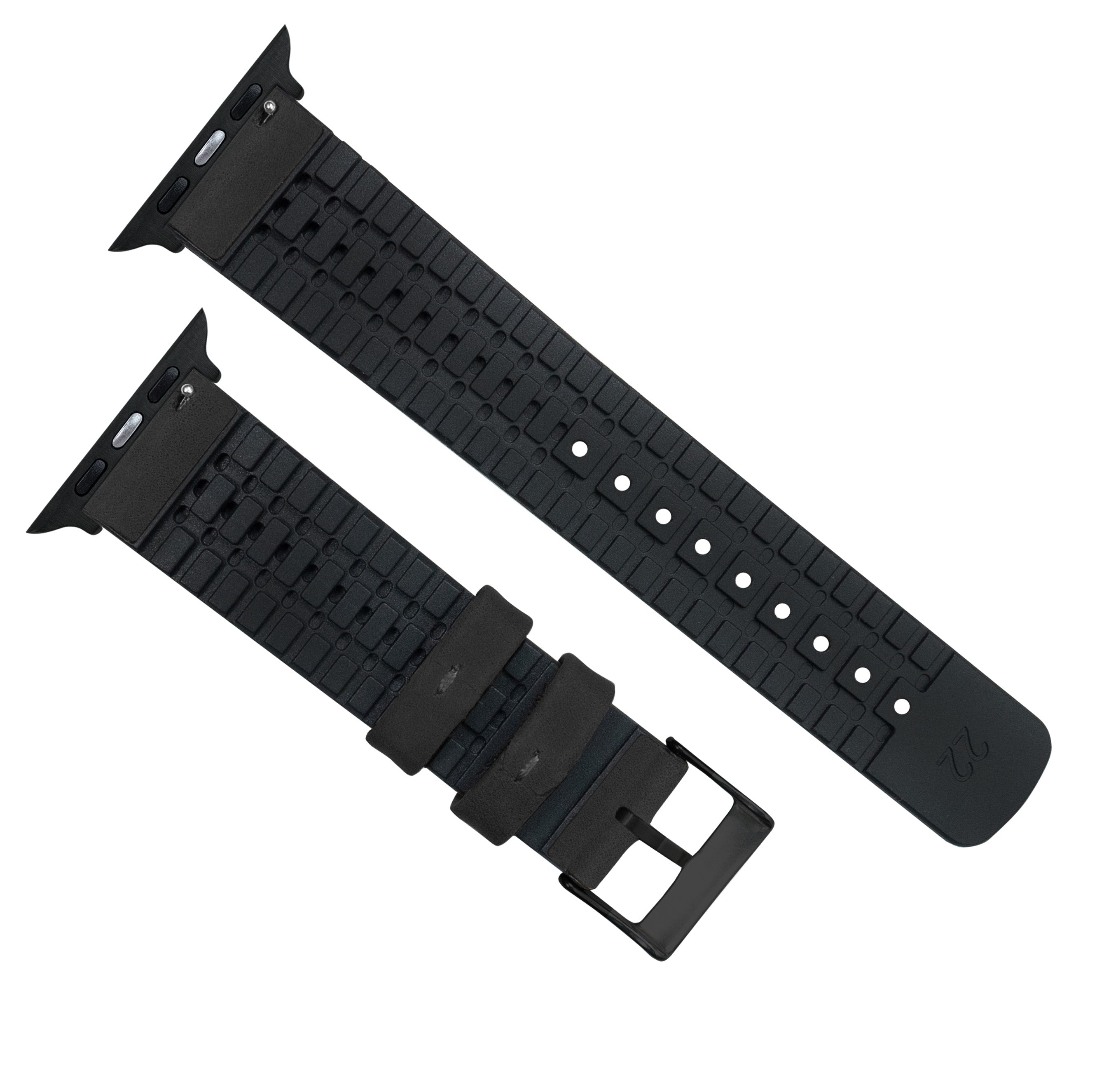 Apple Watch Black (38mm, 40mm, 41mm, 42mm) Leather Hybrid Watch Band