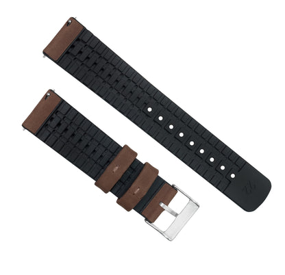 Walnut Brown Leather And Rubber Hybrid Watch Band