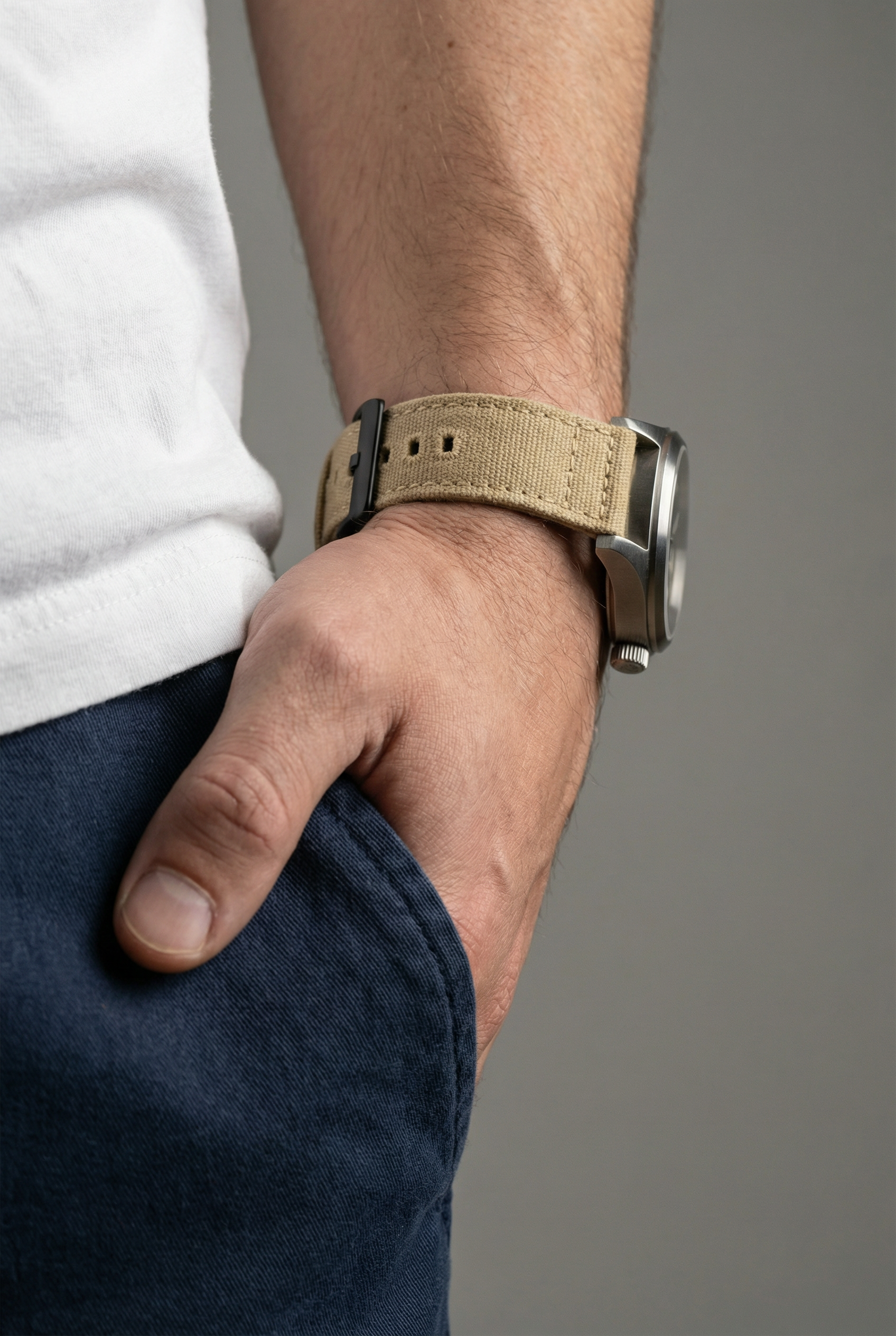 Khaki Crafted Canvas Watch Band