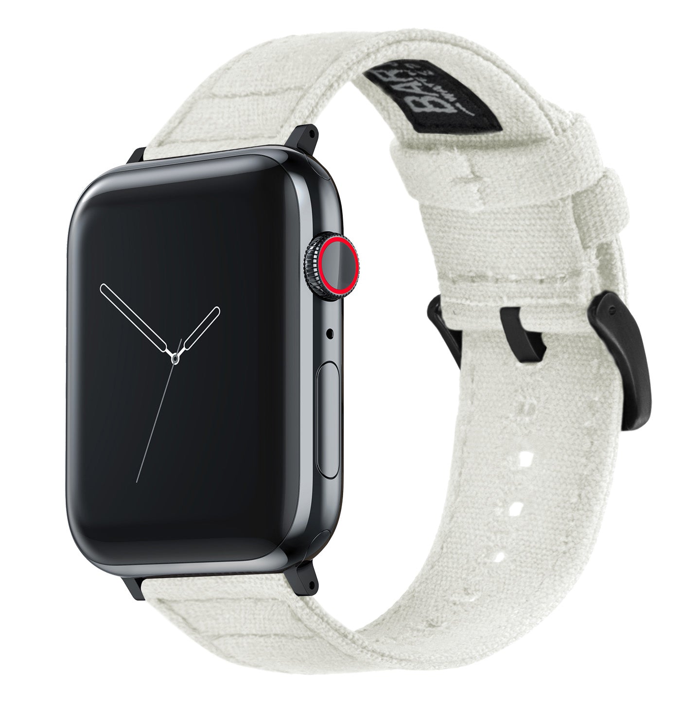 Apple Watch Canvas Linen White Watch Band (Black Hardware)