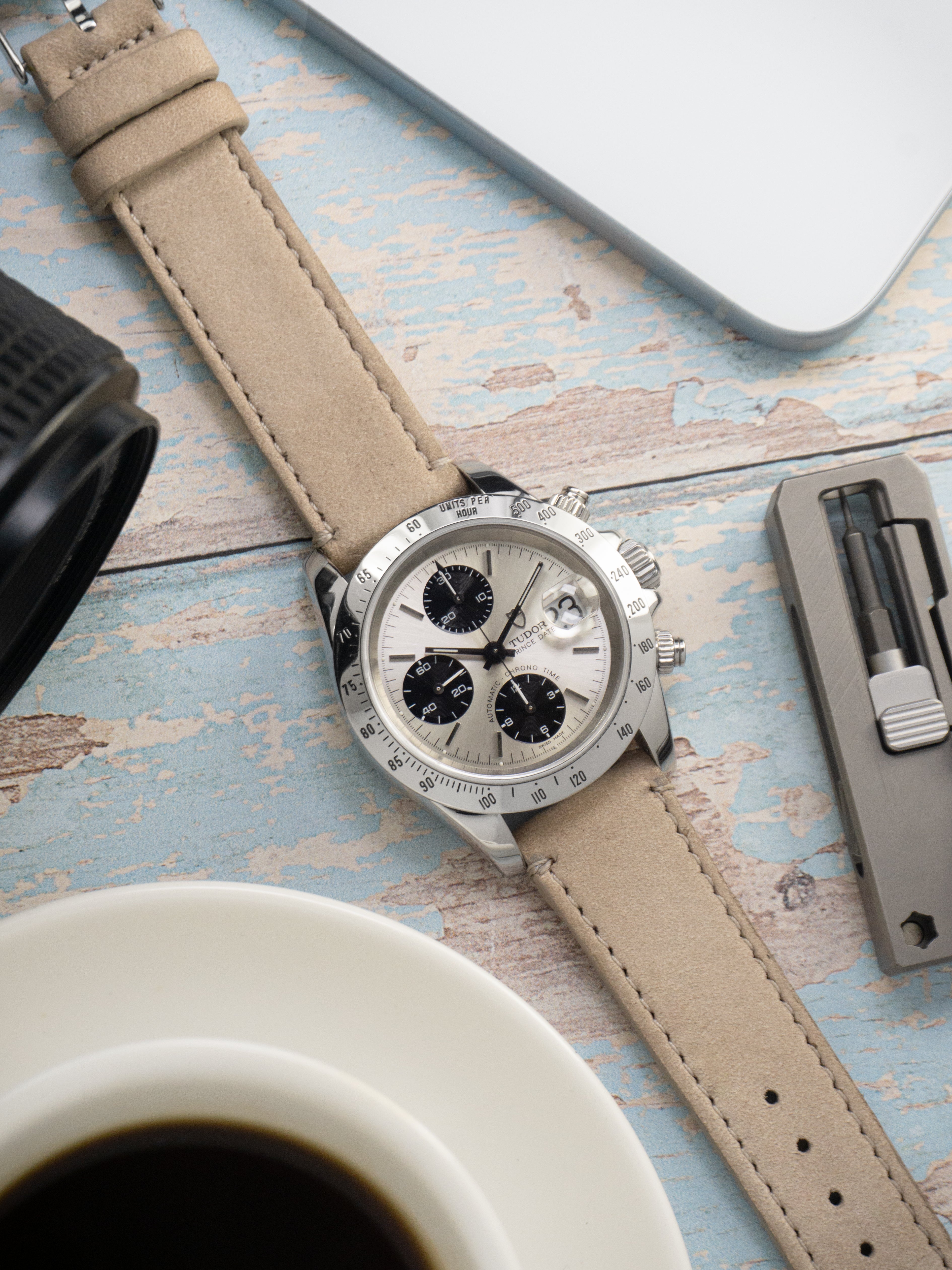 Genuine Nubuck Beige Leather Watch Band, Crafted in the USA - Grand Seiko (20mm)