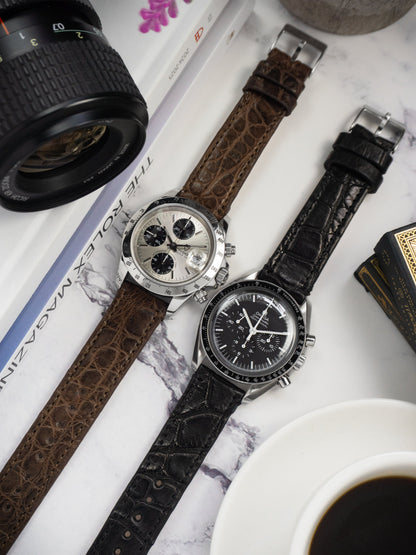 Genuine Alligator Black Leather Watch Band, Made in USA - Tudor Black Bay 58 & Pro (20mm)