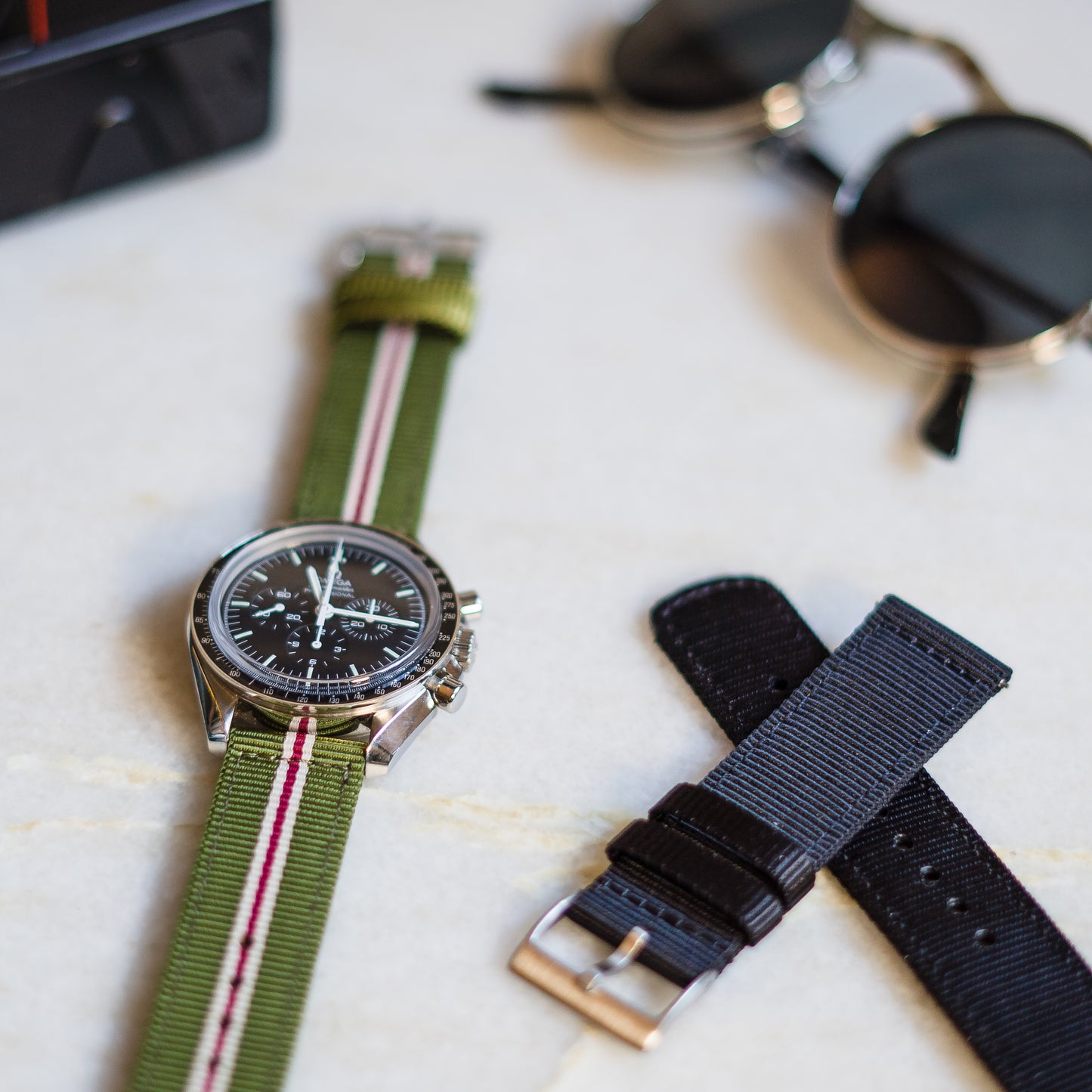 Army Green Crimson Two Piece NATO® style Watch Band