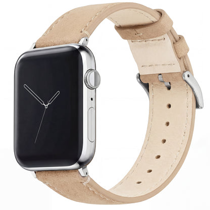 Apple Watch Genuine Nubuck Beige Leather Watch Band, Crafted in the USA