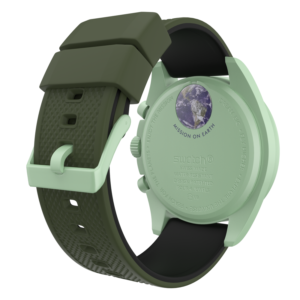 Omega Moonswatch Elite Silicone Army Green Top Black Bottom Watch Band ...