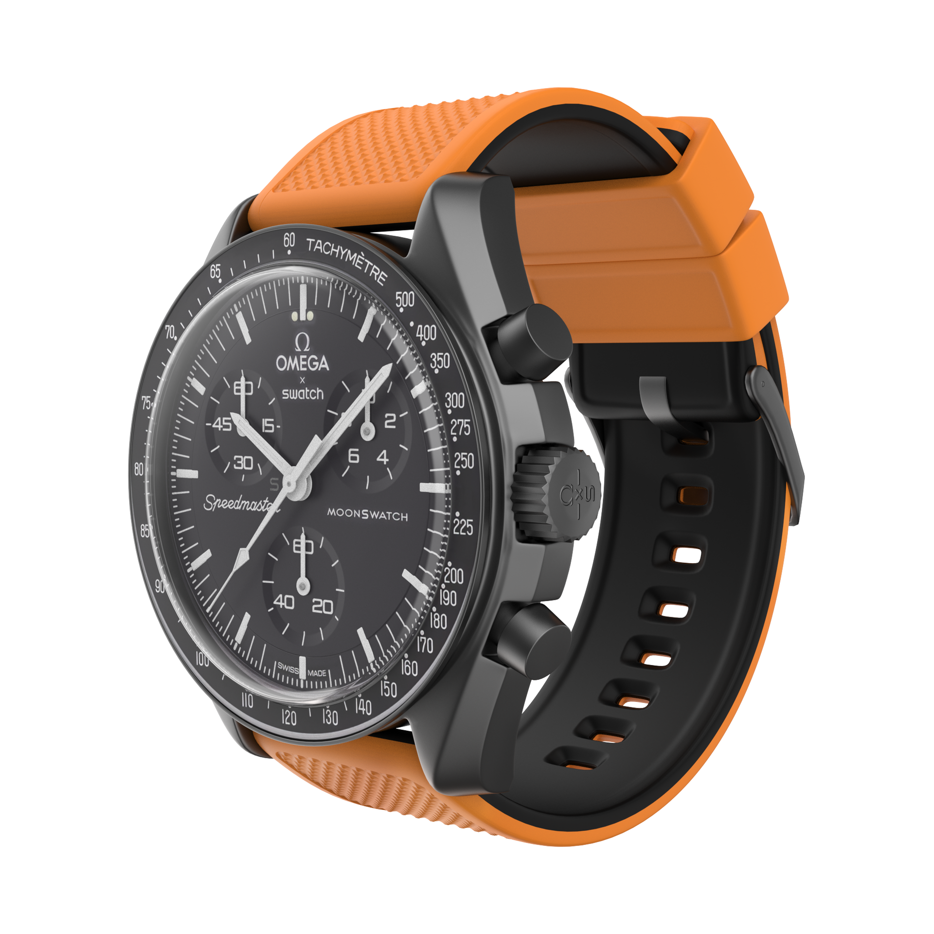 Omega Moonswatch Elite Silicone Pumpkin Orange Top Black Bottom