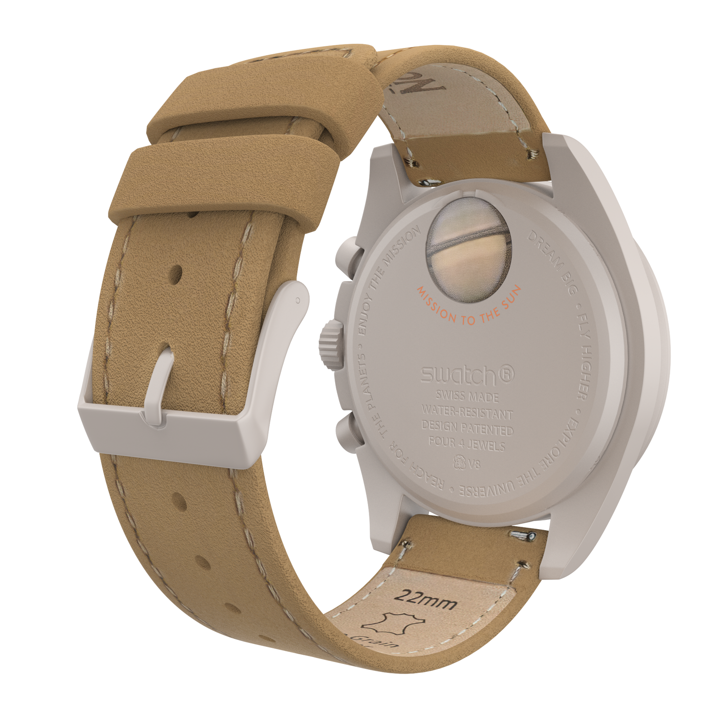Omega Moonswatch Gingerbread Brown Leather Stitching Watch Band