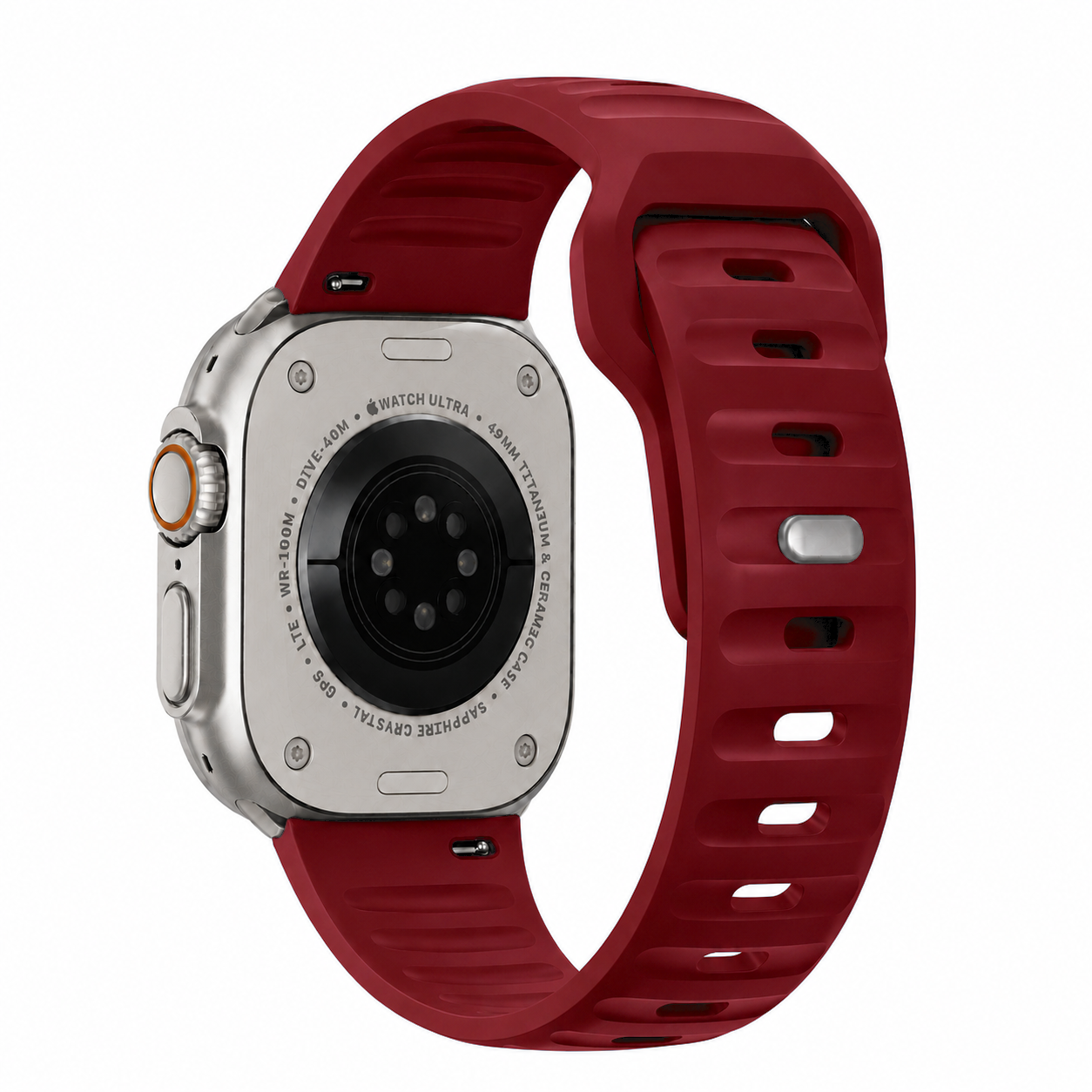 Apple Watch Active FKM Rubber Burgundy Red Watch Band