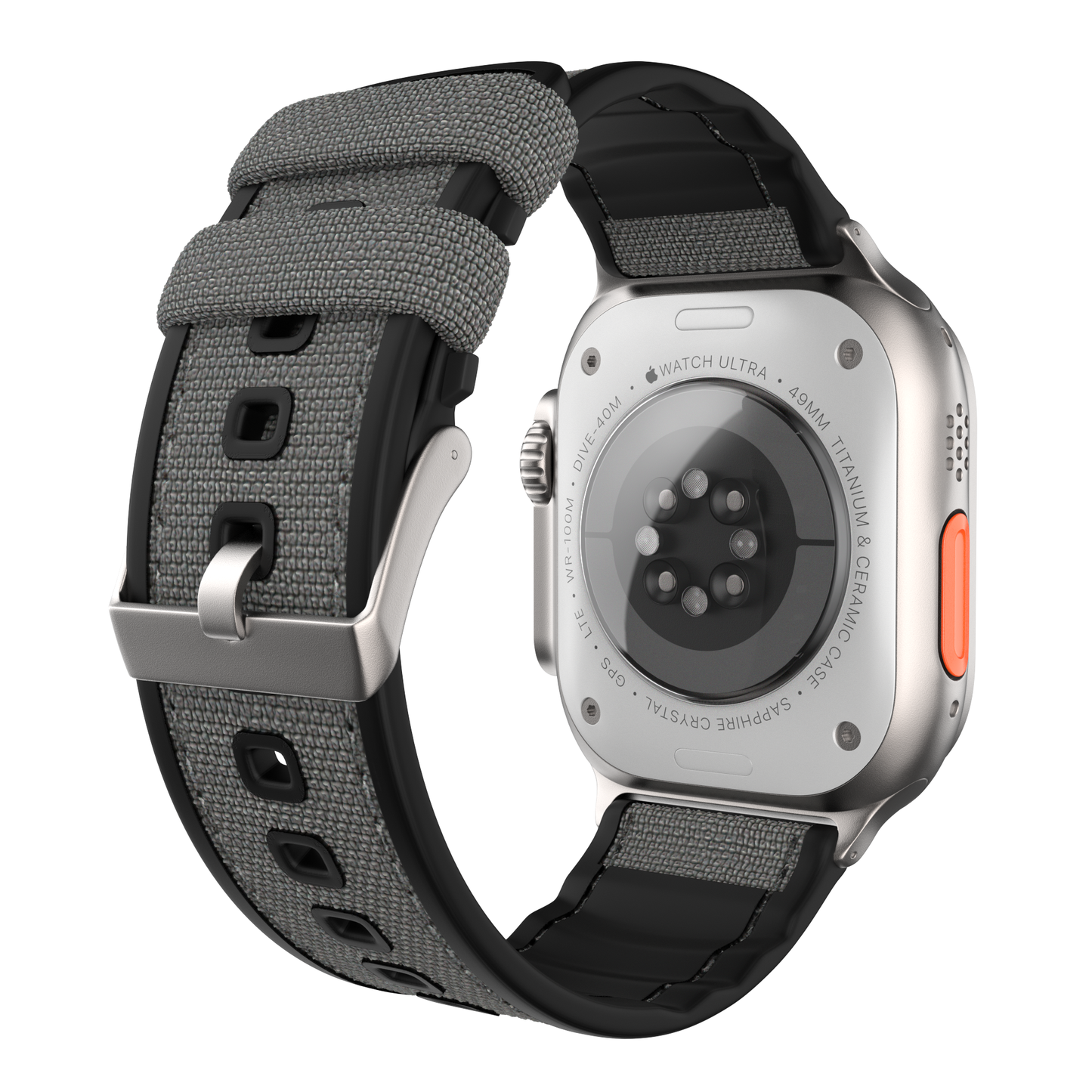 Ultra & Ultra 2 Smoke Grey Cordura Fabric And Silicone Hybrid Watch Band