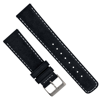 Black Italian Suede Beige Stitching Watch Band