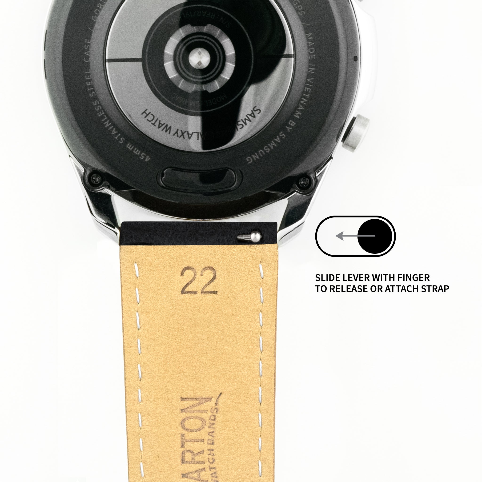 Suunto Vertical & Race Slate Grey Suede Beige Stitching Watch Band