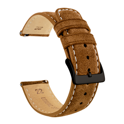Polar Grit X & Vantage Cognac Brown Leather Beige Stitching Watch Band