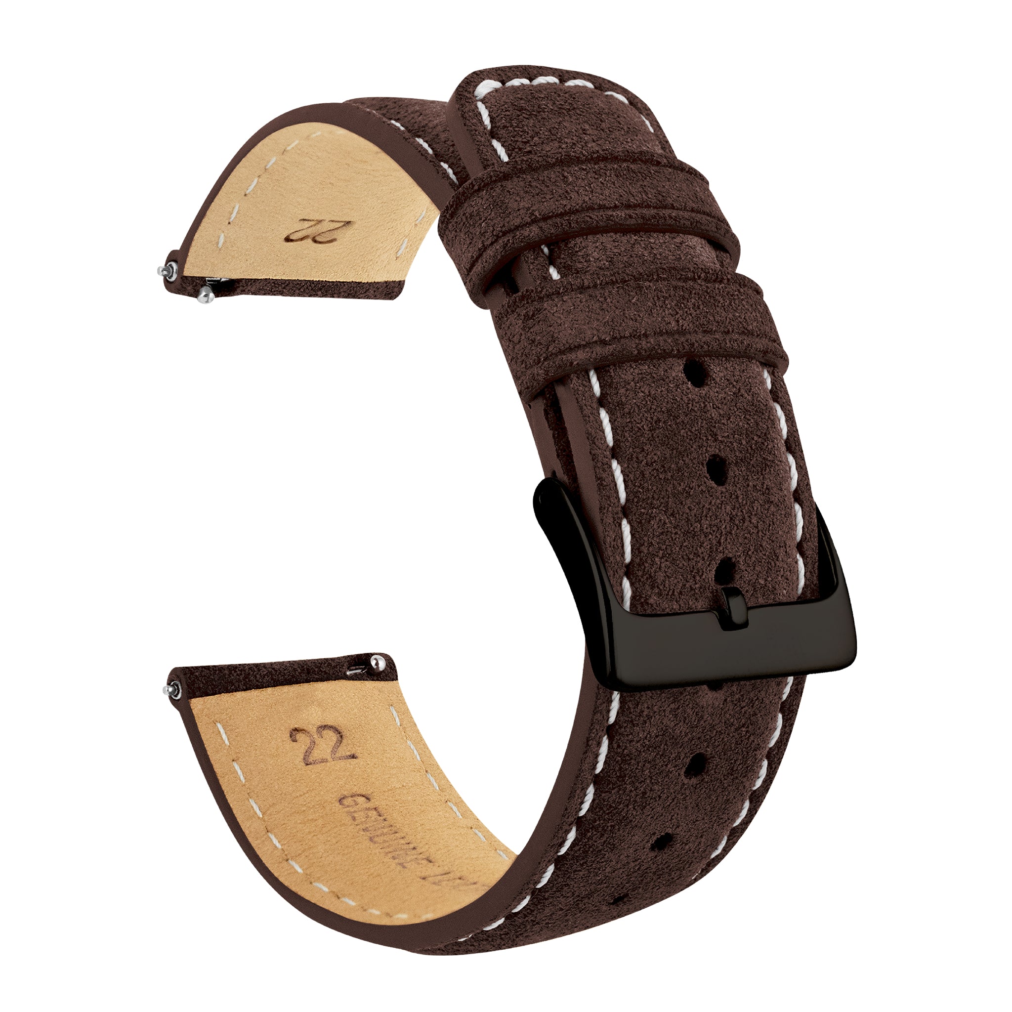 Root Brown Italian Suede Beige Stitching Watch Band