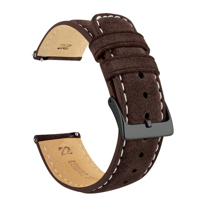 Root Brown Italian Suede Beige Stitching Watch Band