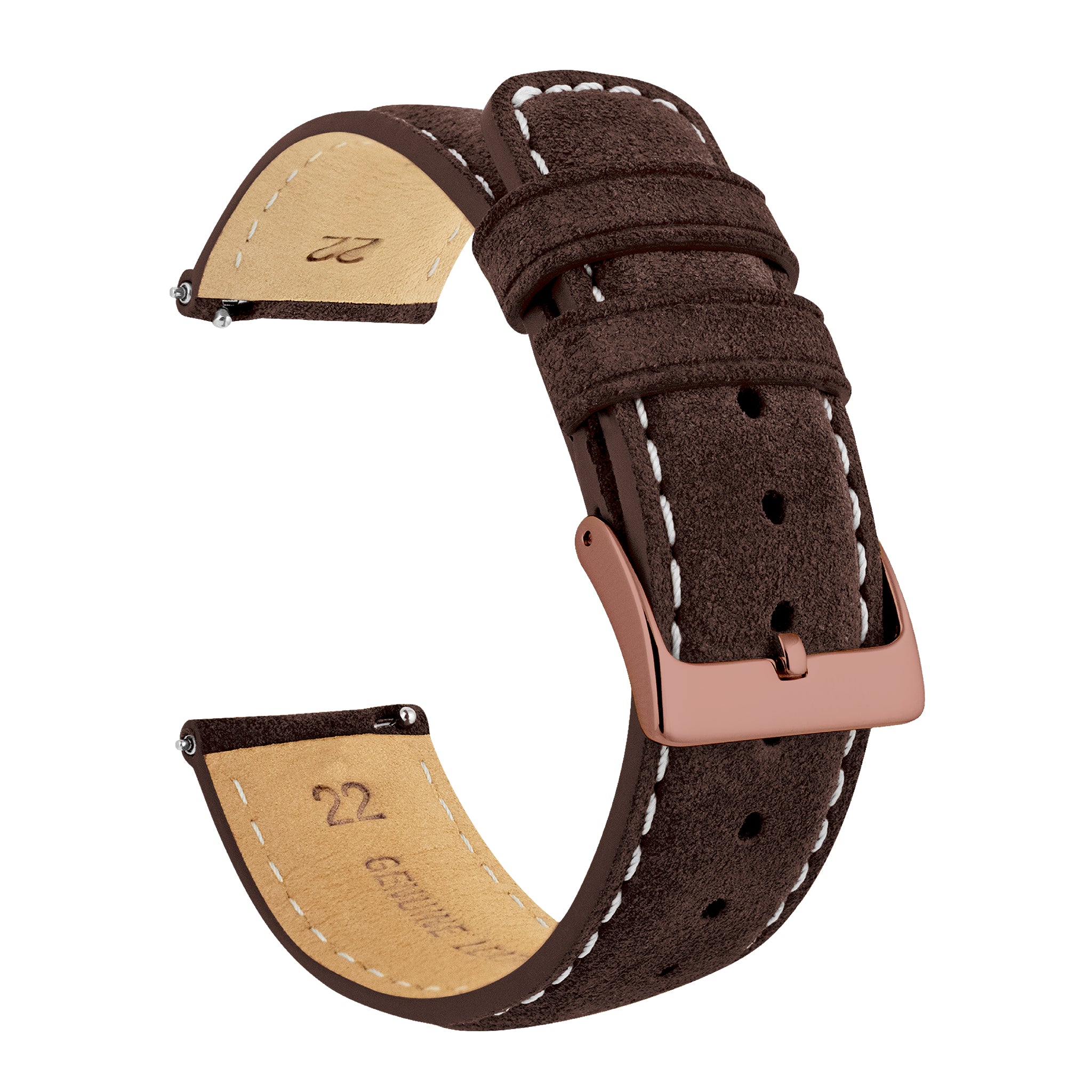 Root Brown Italian Suede Beige Stitching Watch Band
