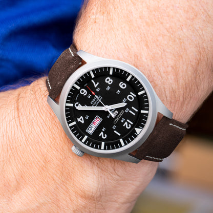 Root Brown Italian Suede Beige Stitching Watch Band