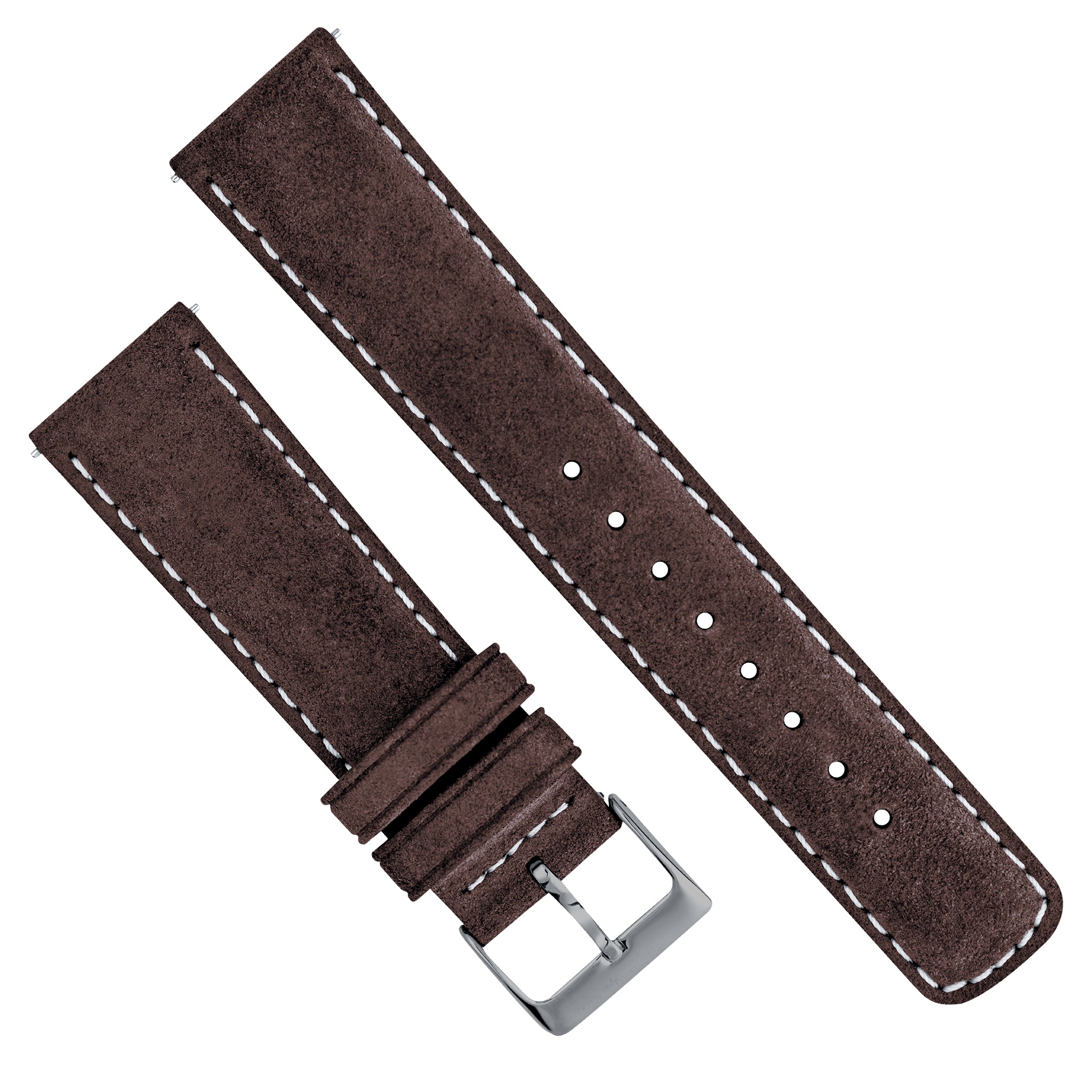 Root Brown Italian Suede Beige Stitching Watch Band