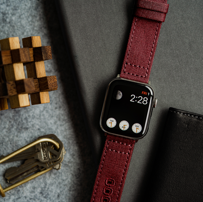 Apple Watch Canvas Burgundy Watch Band