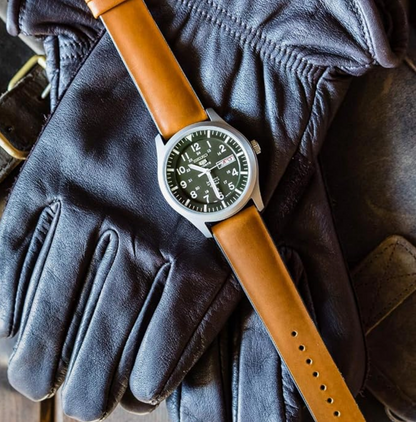 Cedar Brown Leather And Rubber Hybrid Watch Band