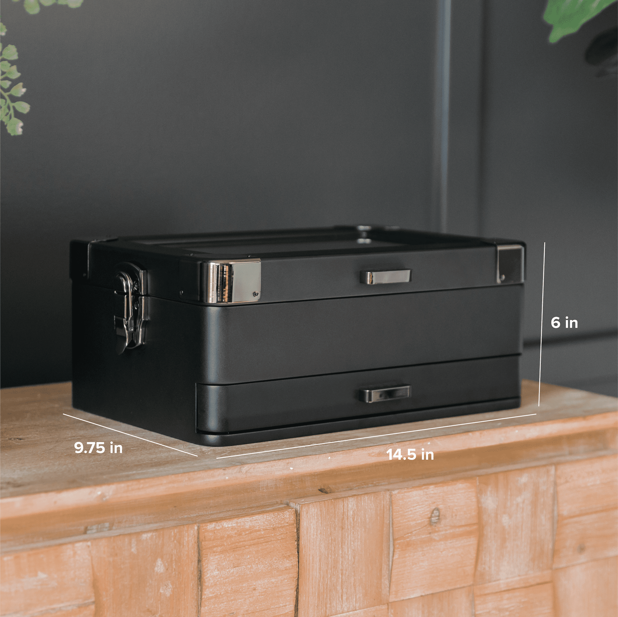 10-Slot Black Watch Box with Modular Storage & Accessory Drawer