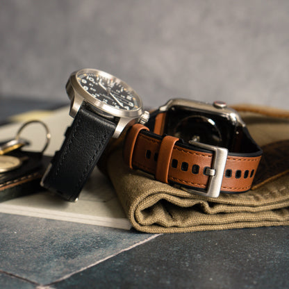 Apple Watch Dark Brown Water Resistant Leather Silicone Base Watch Band