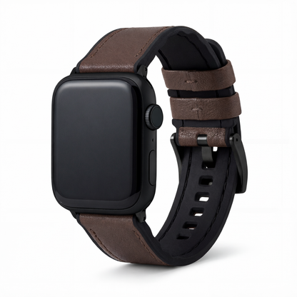 Apple Watch Dark Brown Water Resistant Leather Silicone Base Watch Band