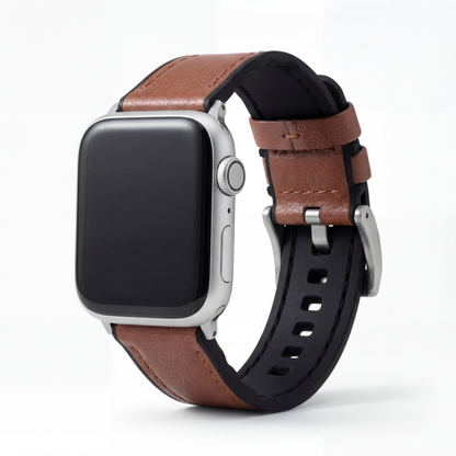 Apple Watch Light Brown Water Resistant Leather Silicone Base Watch Band