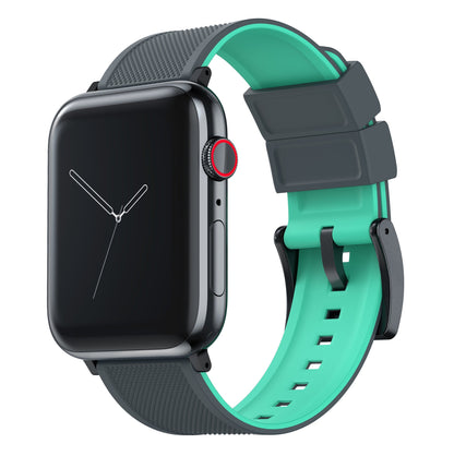 Apple Watch Large (44mm, 45mm, 46mm & 49mm) Elite Silicone Smoke Grey Top Mint Green Bottom Watch