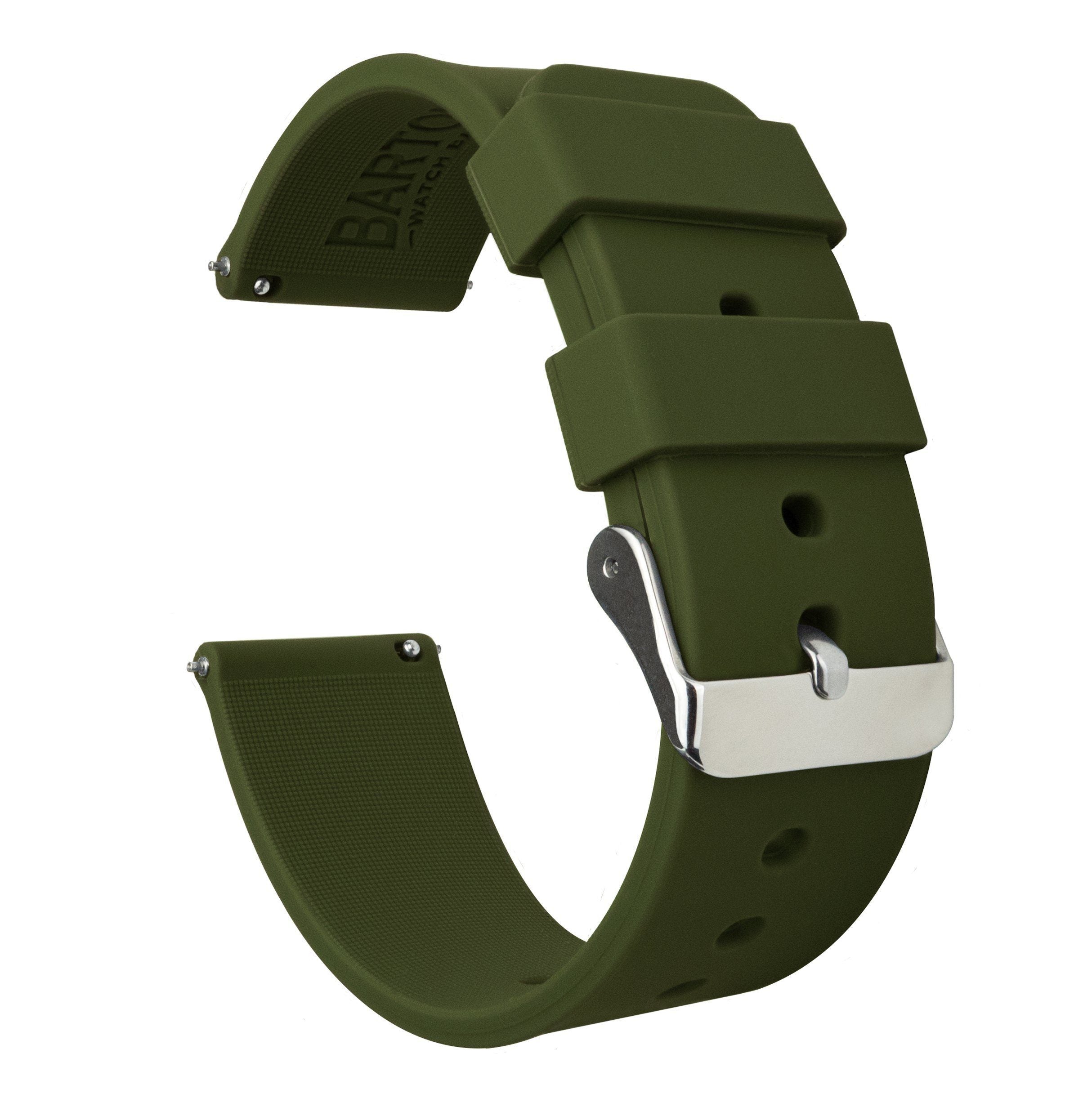 Army Green Silicone Rubber Quick Release 22mm & 24mm Watch Band