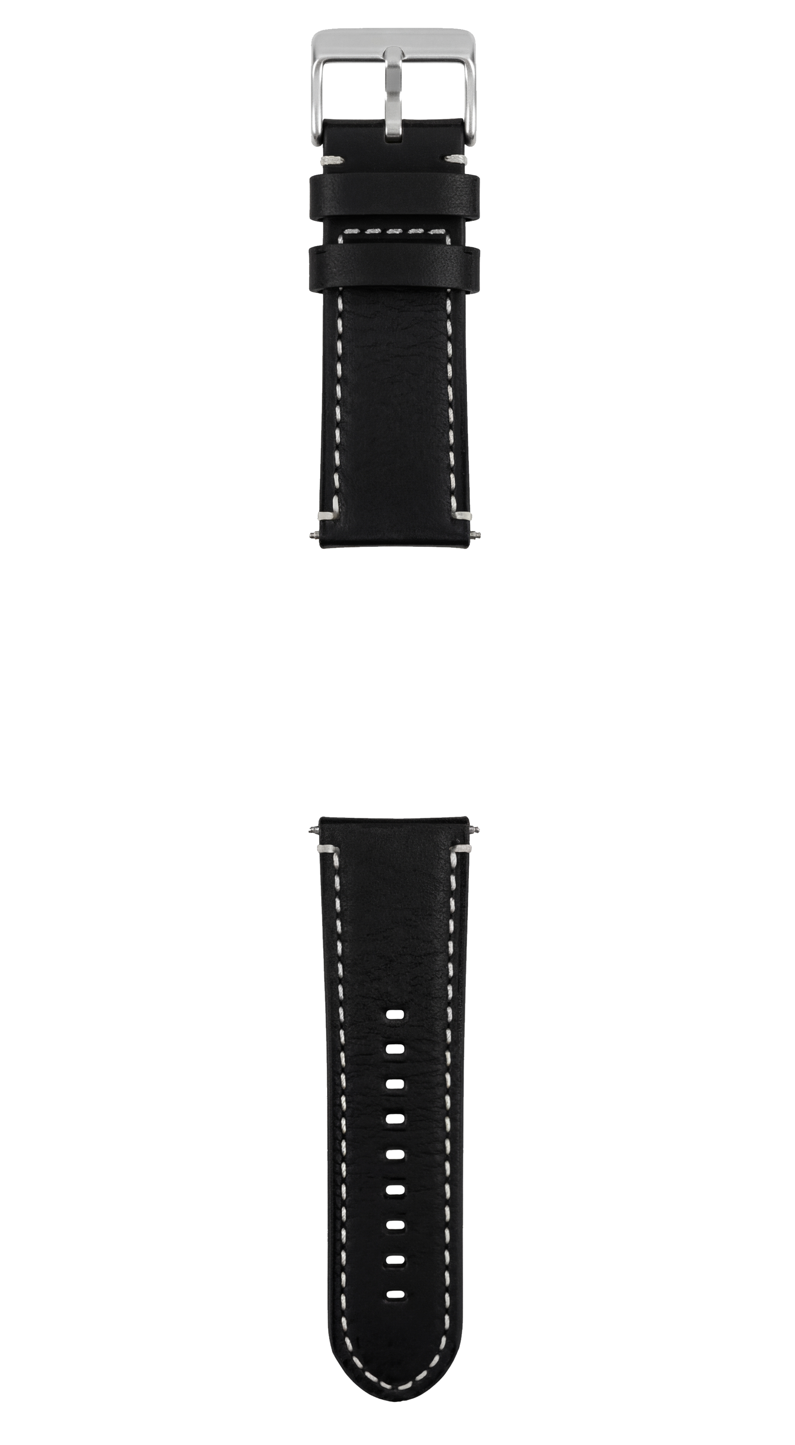 Black Leather White Stitching Quick Release Watch Band