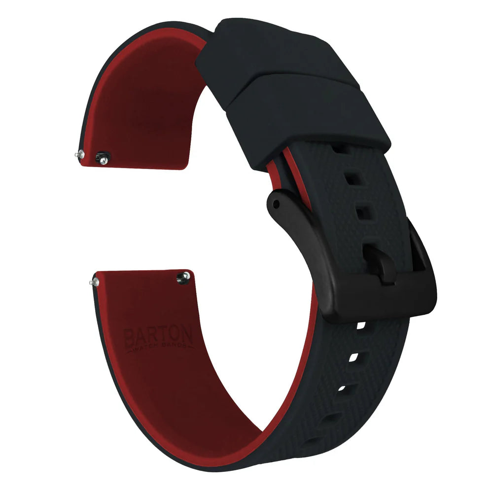 Garmin vívoactive® 5, 6, Trend, Sport - Elite Silicone Black Top & Crimson Red Bottom Watch Band