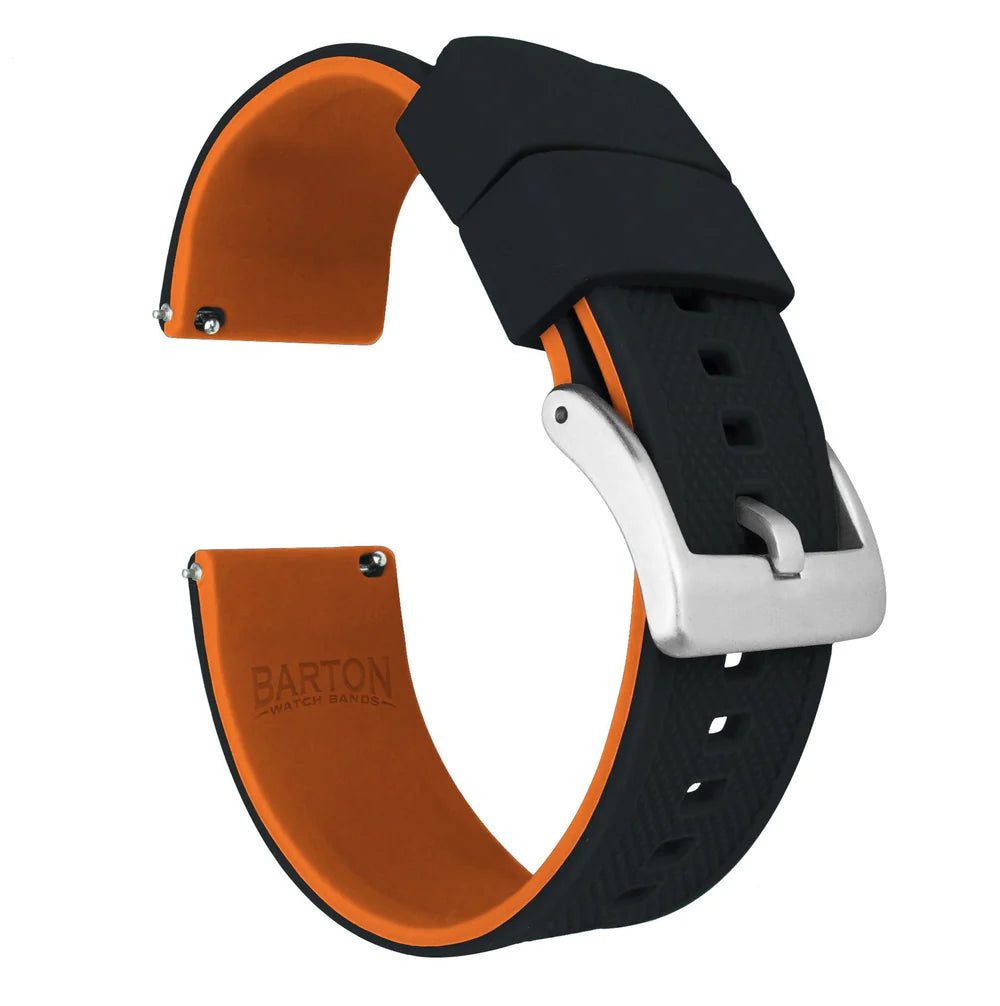 Garmin vívoactive® 5, 6, Trend, Sport - Elite Silicone Black Top & Pumpkin Orange Bottom Watch Band