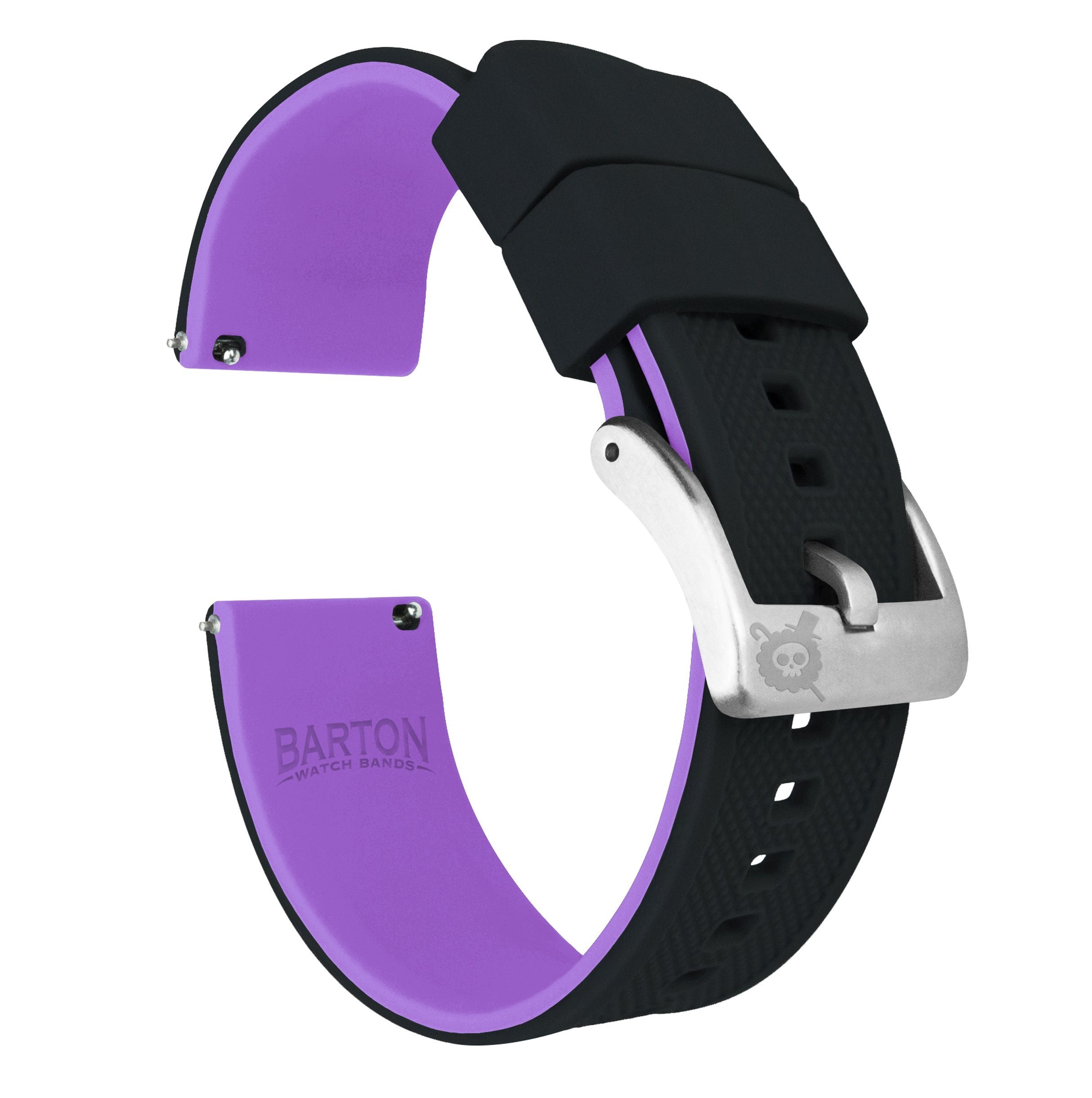 Black Top Purple Bottom Elite Silicone 19mm - 24mm Watch Band