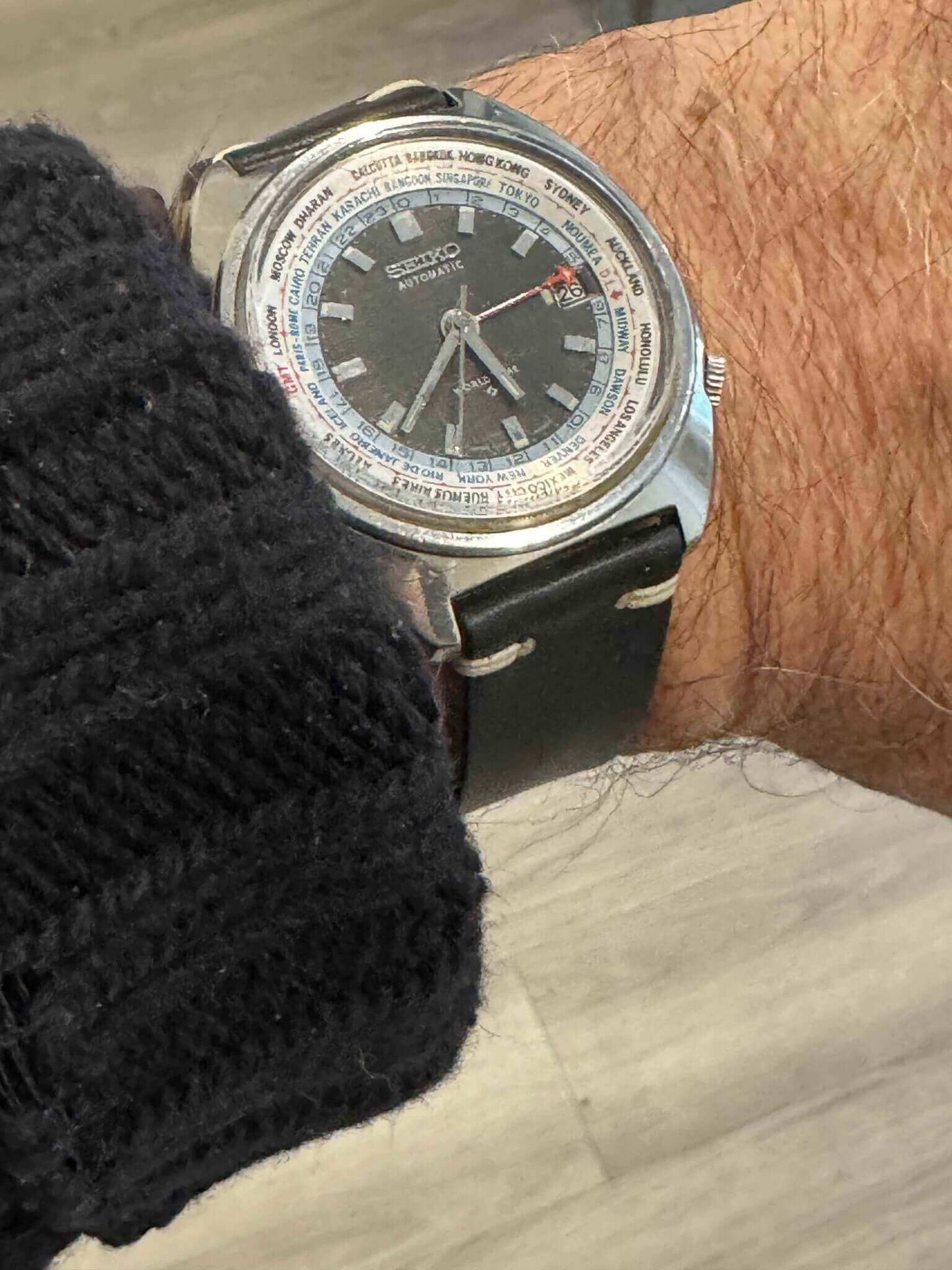 Black Vintage Leather Watch Strap - Black Color