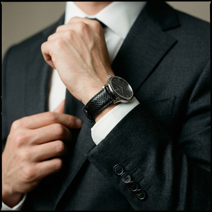 Genuine Snakeskin Black Leather Watch Band, Crafted in the USA