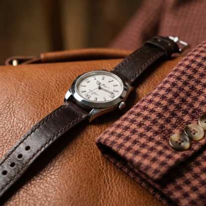 Genuine French Calfskin Chocolate Brown Leather Watch Band, Crafted in the USA