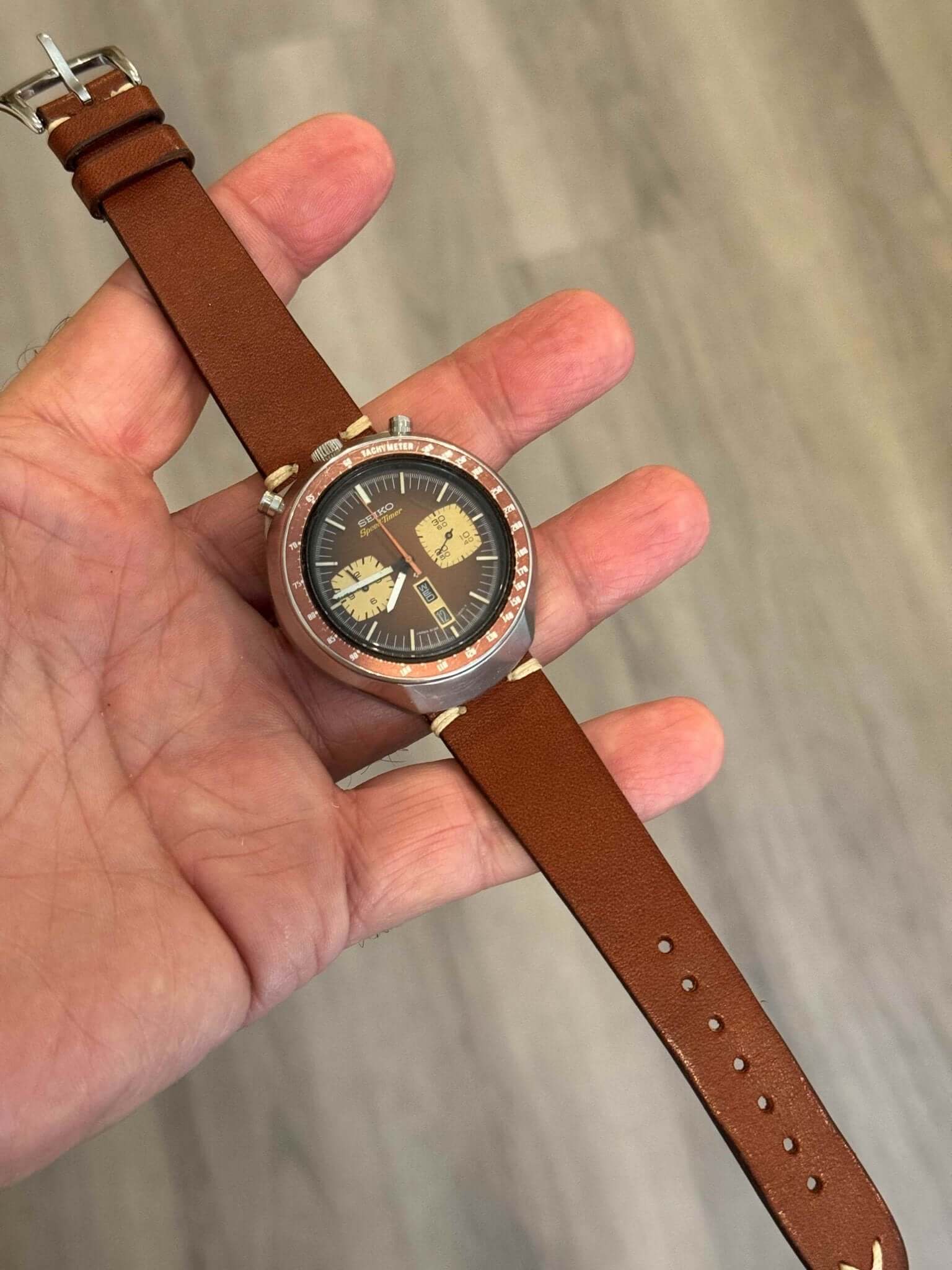 Cognac Vintage Leather Watch Strap - Cognac color