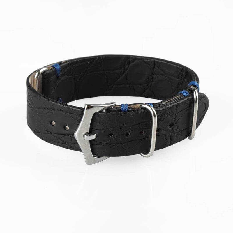 Crocodile Black and Blue Military Watch Strap - Milano...