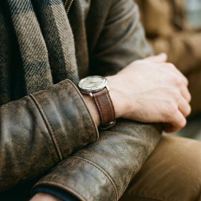 Genuine French Calfskin Brown Leather Watch Band, Crafted in the USA