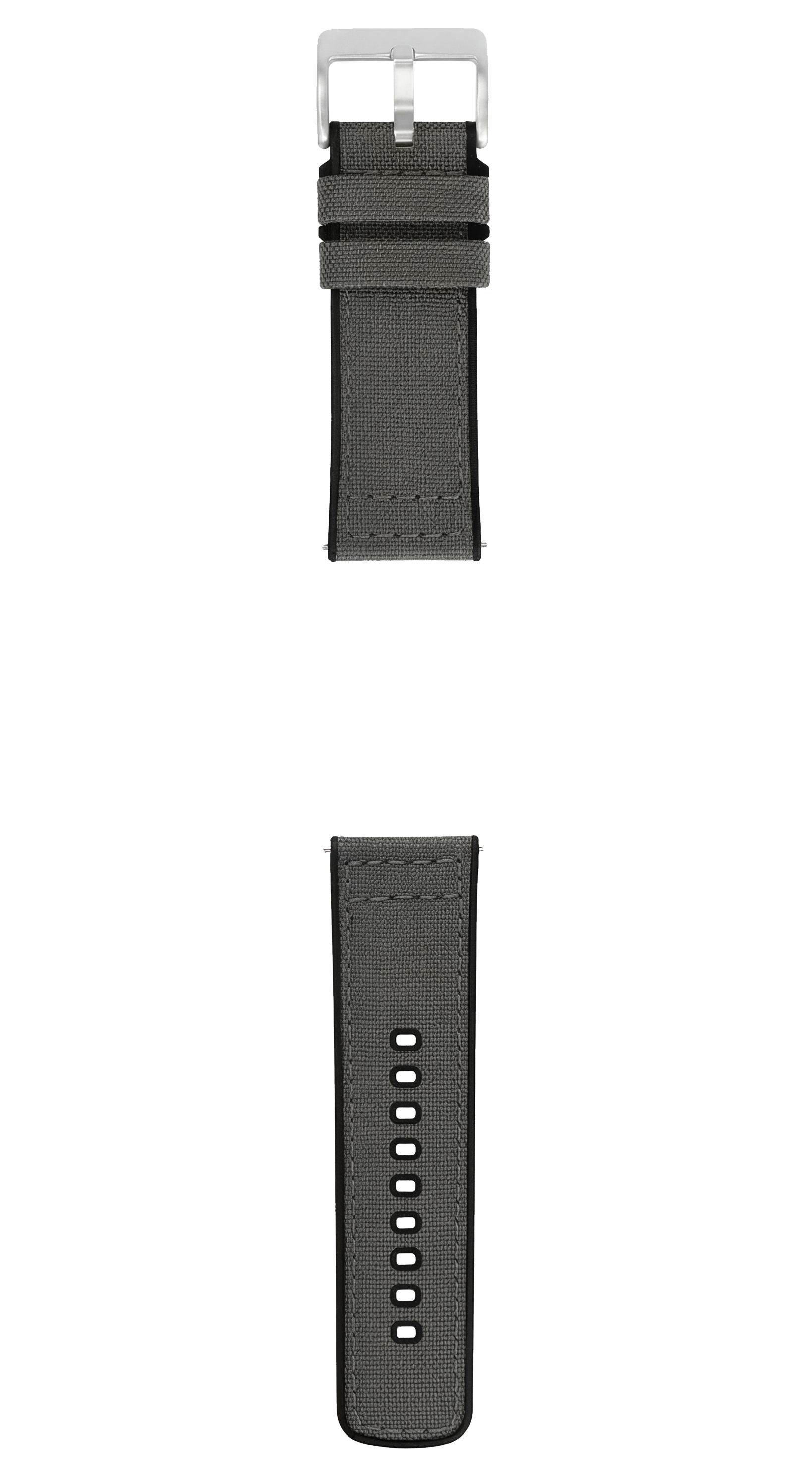 Smoke Grey Cordura Fabric And Silicone Hybrid Watch Band