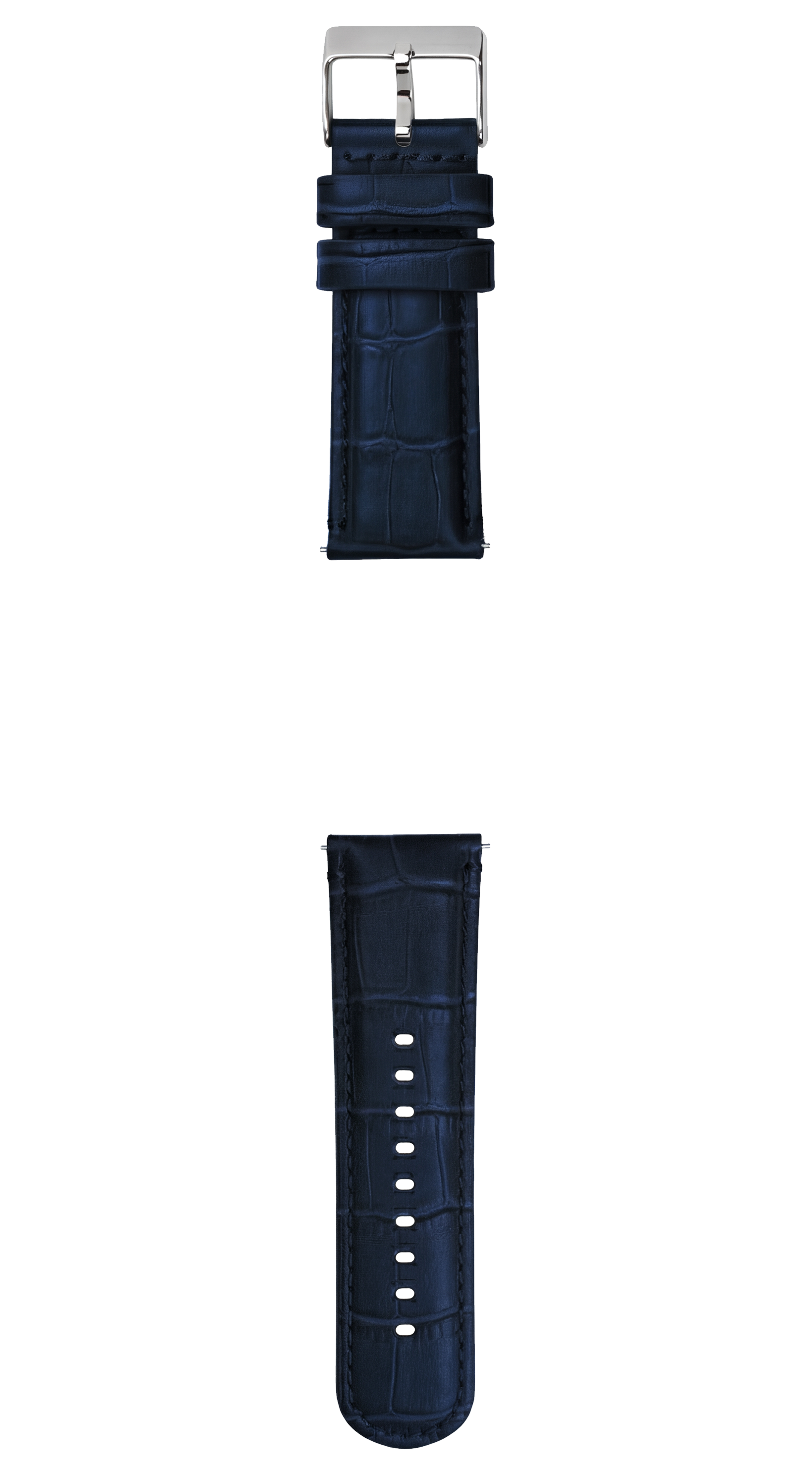 Navy Blue Alligator Grain Leather Watch Band