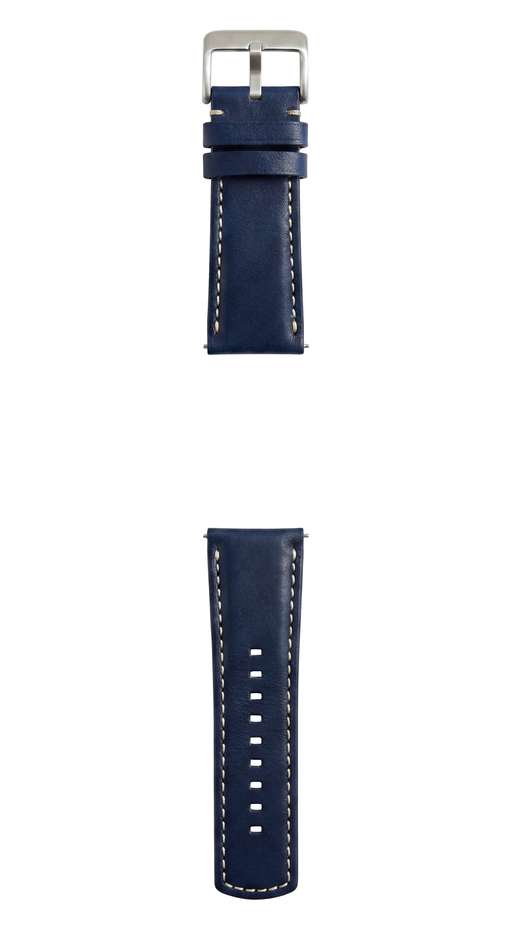 Navy Blue Leather Linen Stitching Watch Band