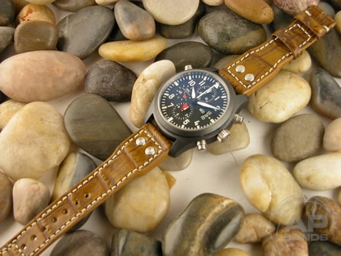 Prototipo Capolavoro Vintage Caramel Alligator Leather Deployant Strap For IWC Big Pilot, Stowa, Debaufre
