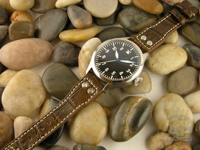 Prototipo Capolavoro Vintage Chocolate Rub Alligator Leather Deployant Strap For IWC Big Pilot, Stowa, Debau